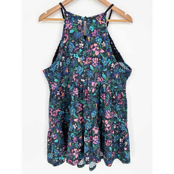 Torrid NWT Blue Floral Goddess Tiered Crochet Top Size 2X - Picture 6 of 10